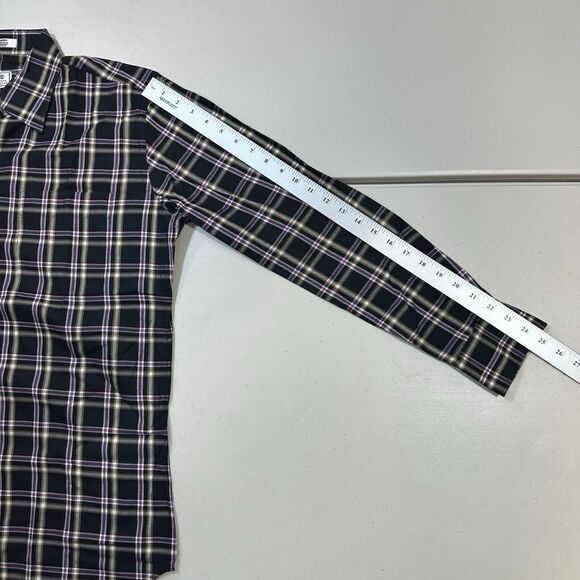 Peter Millar Mens Shirt Plaid Button Down Long Sleeve Black Purple Cotton Size M - Picture 4 of 7